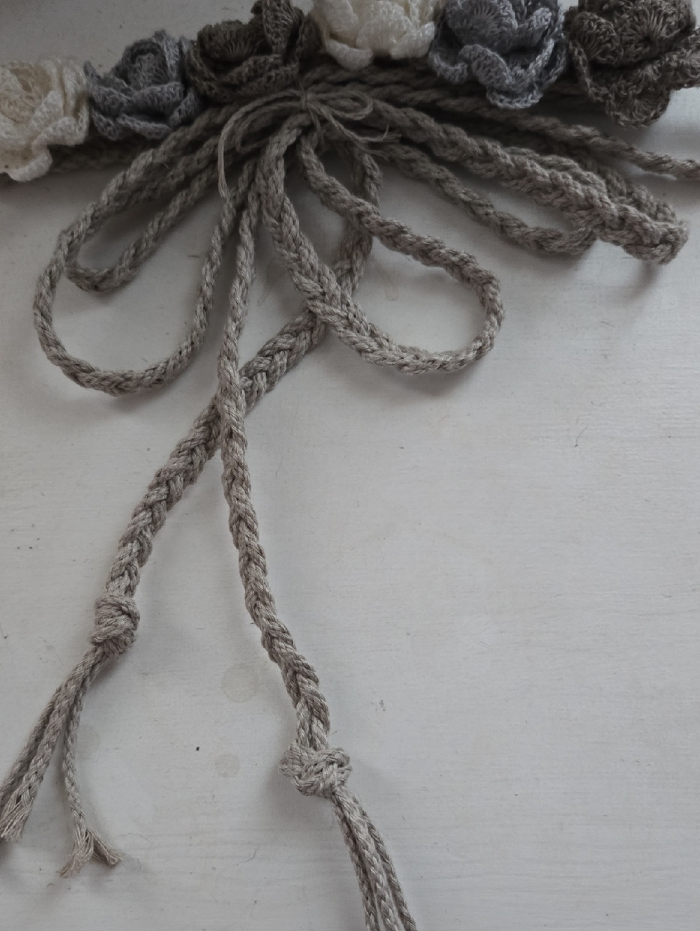 New Knock Knock Linen Handmade Crochet Floral Belt Head Band - Picture 8 of 12